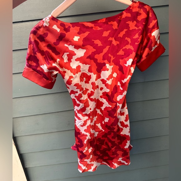 Vintage Y2k Roberto Cavalli Orange Abstract Camo Print Micro Mini Dress Tunic XS - Picture 4 of 4